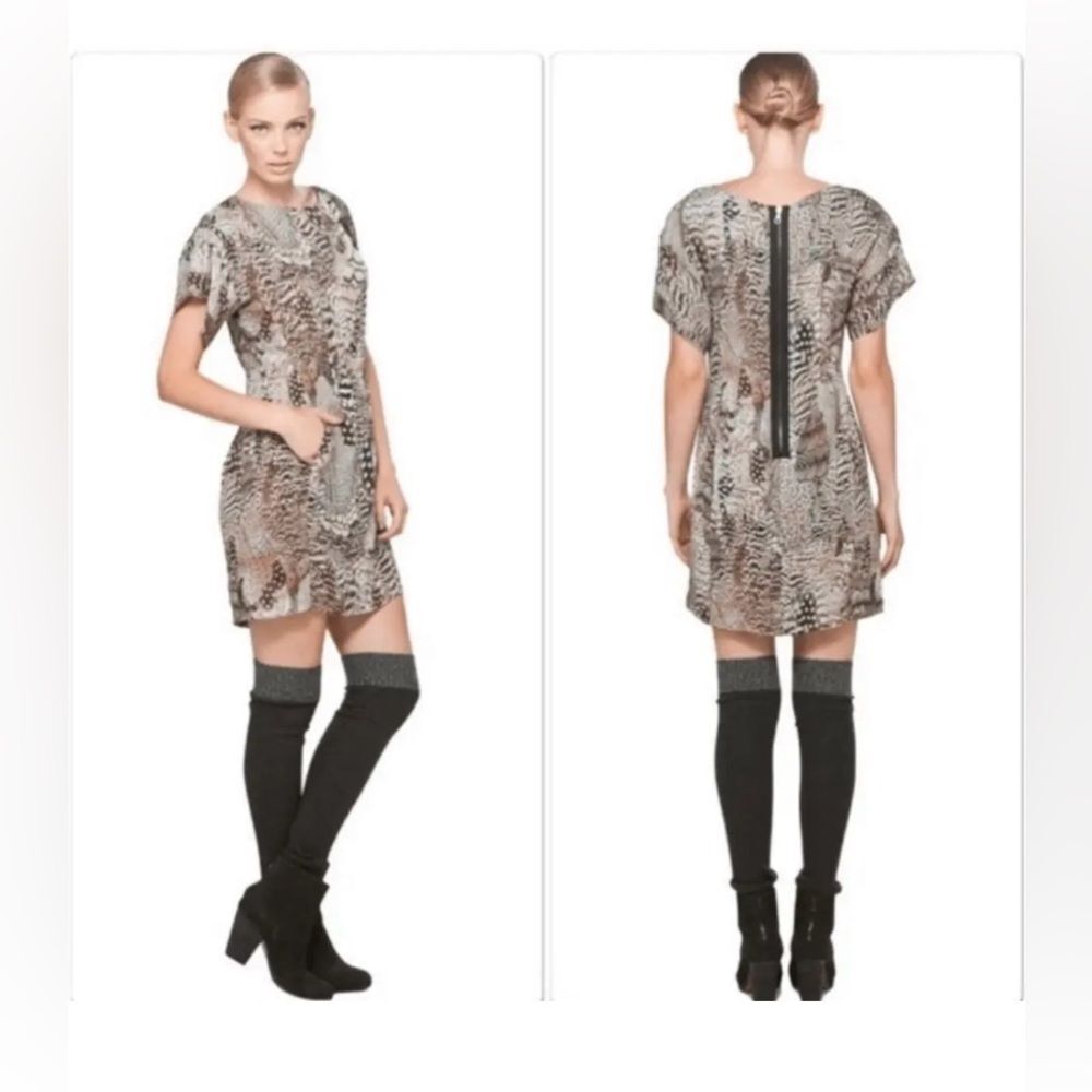 Rag and Bone Women’s Size 2 100% Silk Dalmeny Feather Animal Print Mini Dress